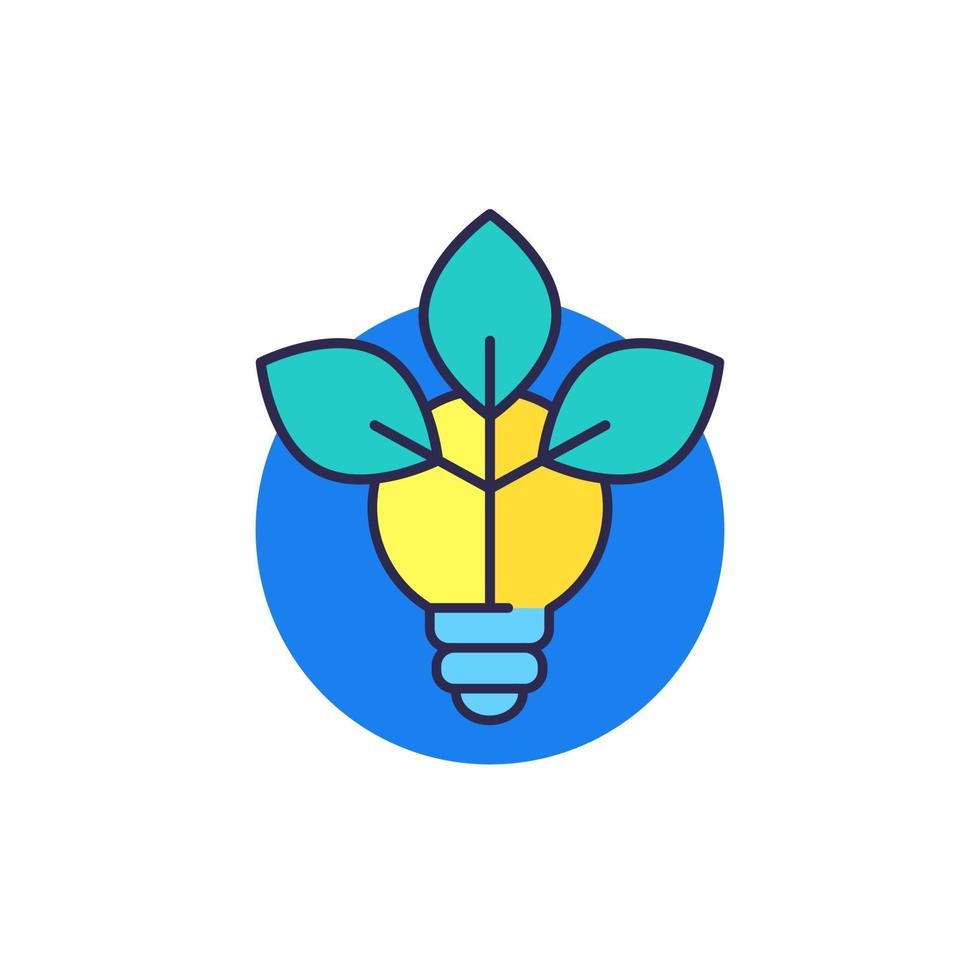 light bulb with leaves, vector icon