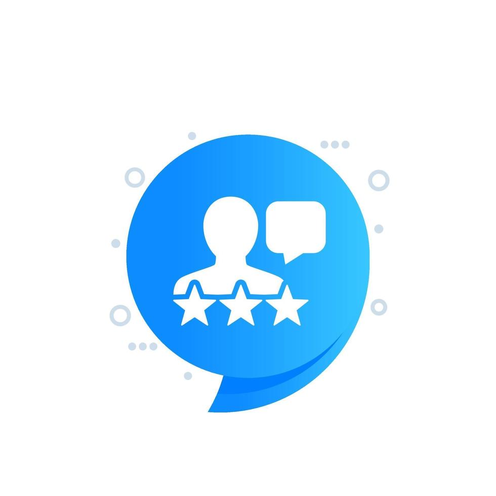 Customer review, comment and feedback, vector icon
