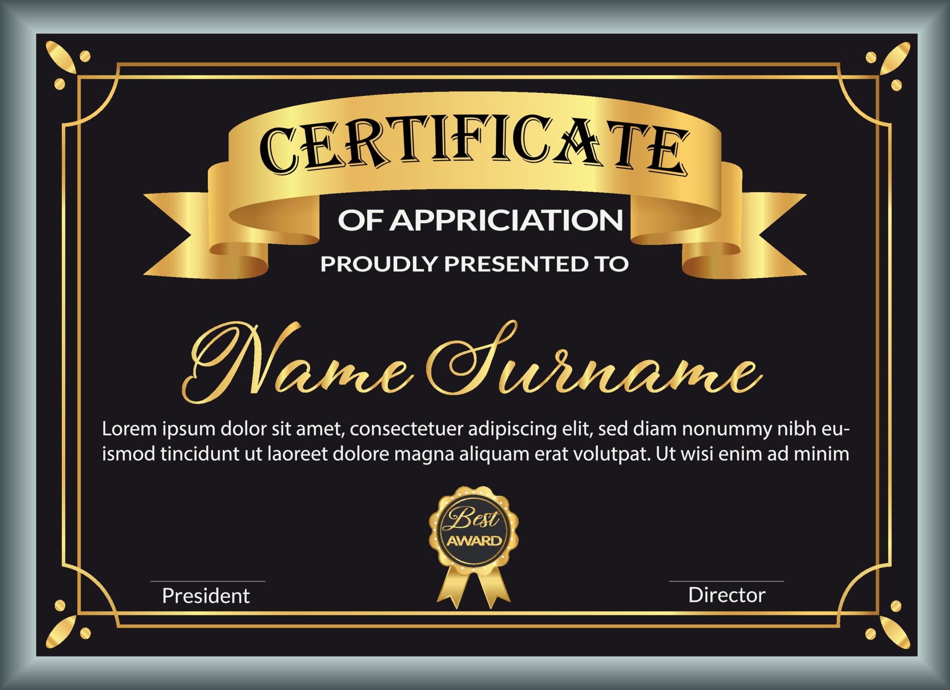 Best award certificate design template 23 Vector Art at Vecteezy Throughout Professional Award Certificate Template