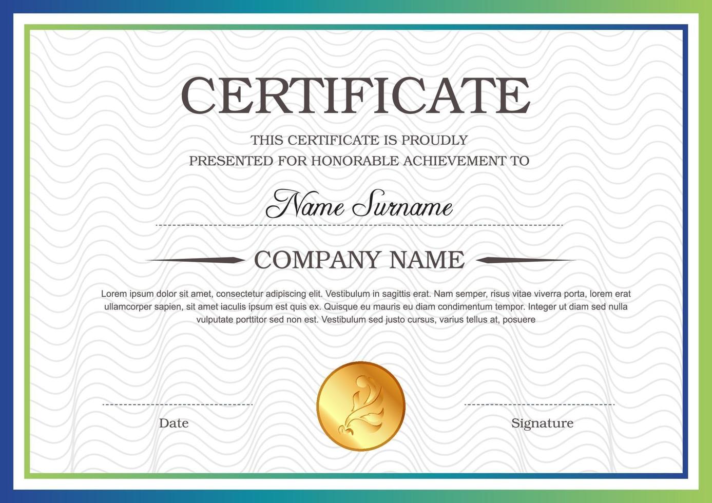 certificate of appreciation template, multipurpose certificate border with badge design vector