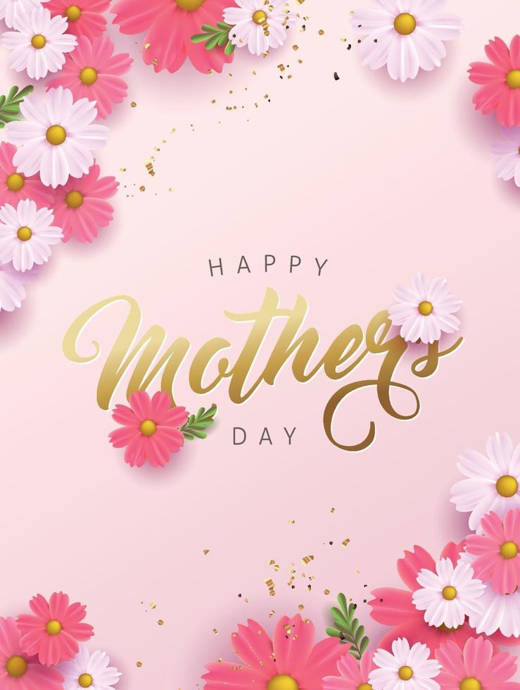 Mothers day banner background layout with flower.Greetings and presents for Mothers day in flat lay styling.Vector illustration template. vector