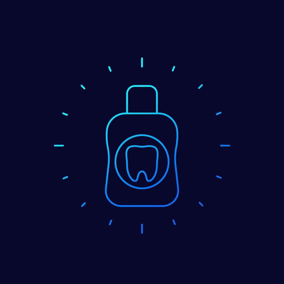 Mouthwash, mouth rinse icon, linear vector