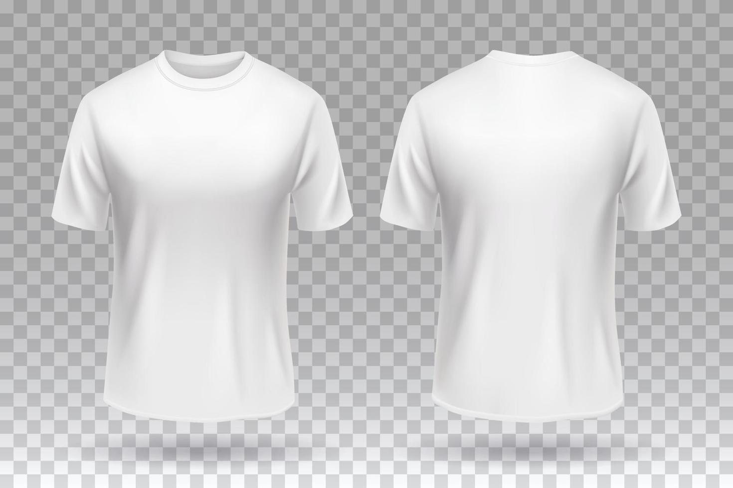 Diseño de maqueta de plantilla frontal y posterior de camiseta en blanco blanco aislado. vector