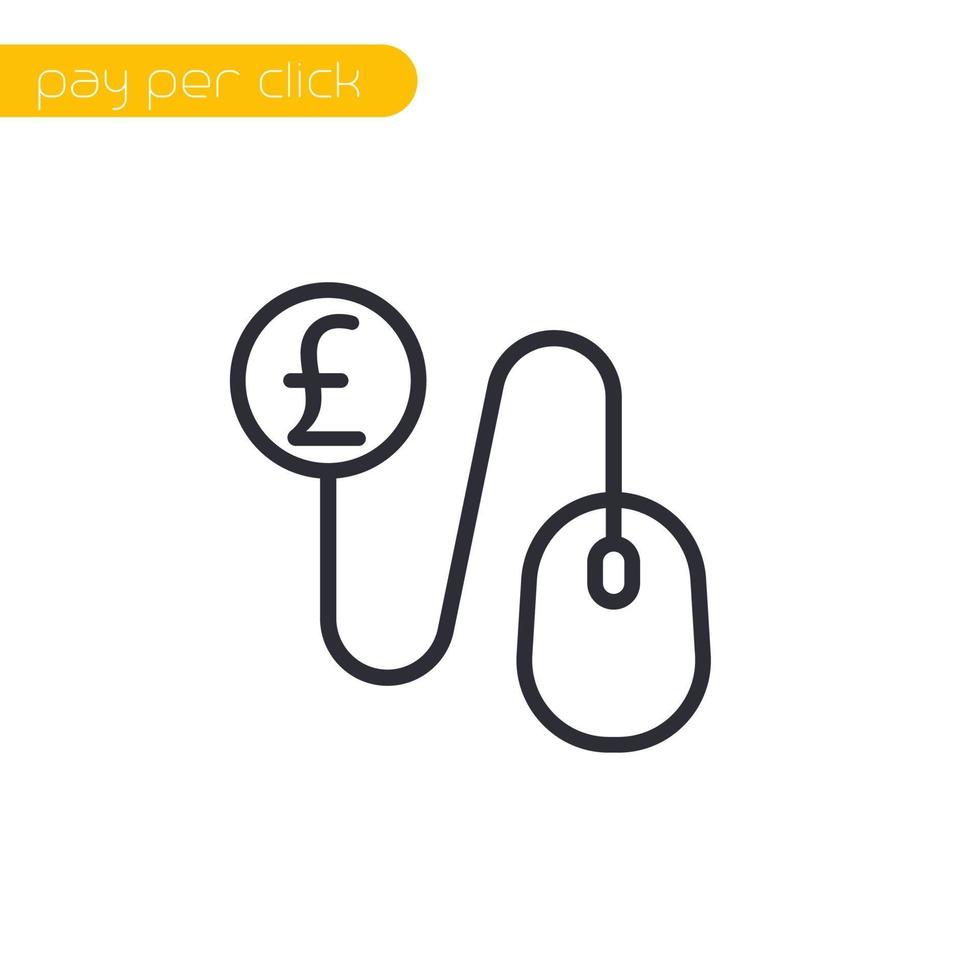 pay per click icon with mouse and pound, linear vector