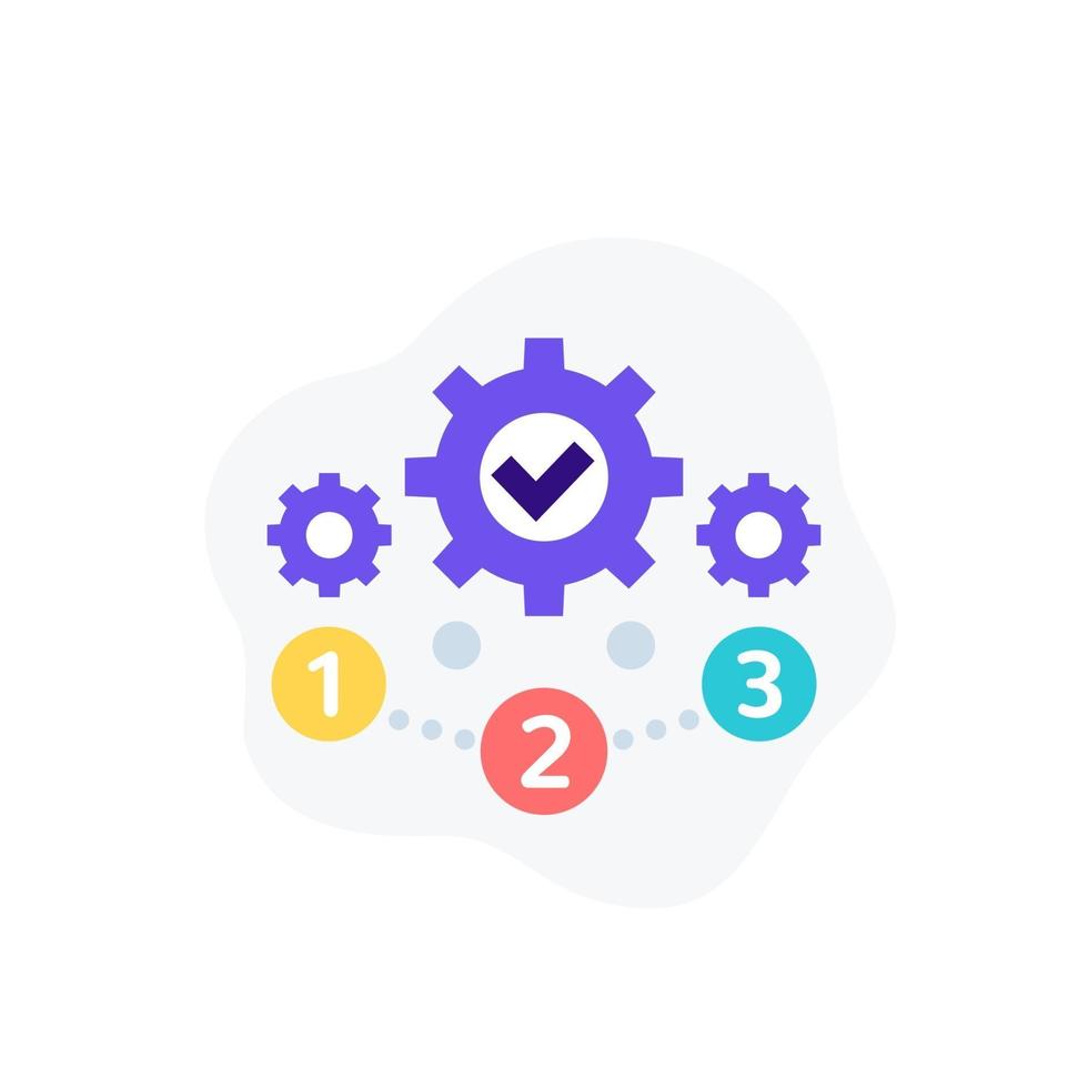 project management, 1, 2, 3 steps vector icon