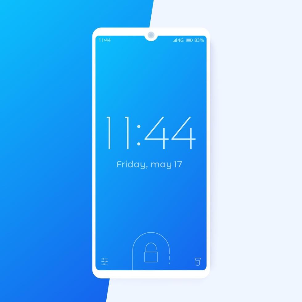 smartphone with lock screen, phone mockup vector