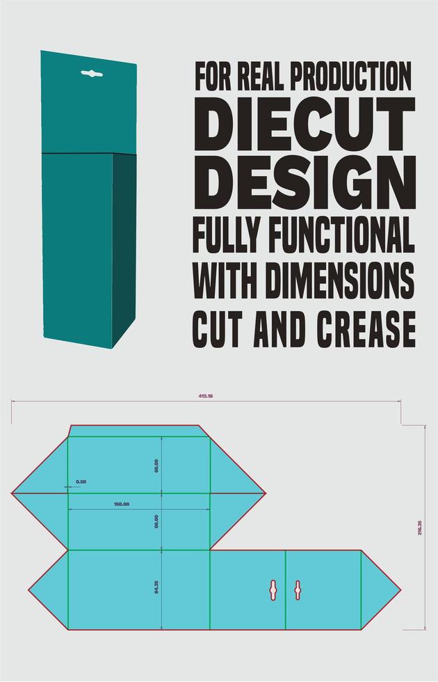 diseño de empaque de caja triangular troquelado, prisma triangular - cierre completamente superpuesto - cierre completamente superpuesto con panel extendido vector