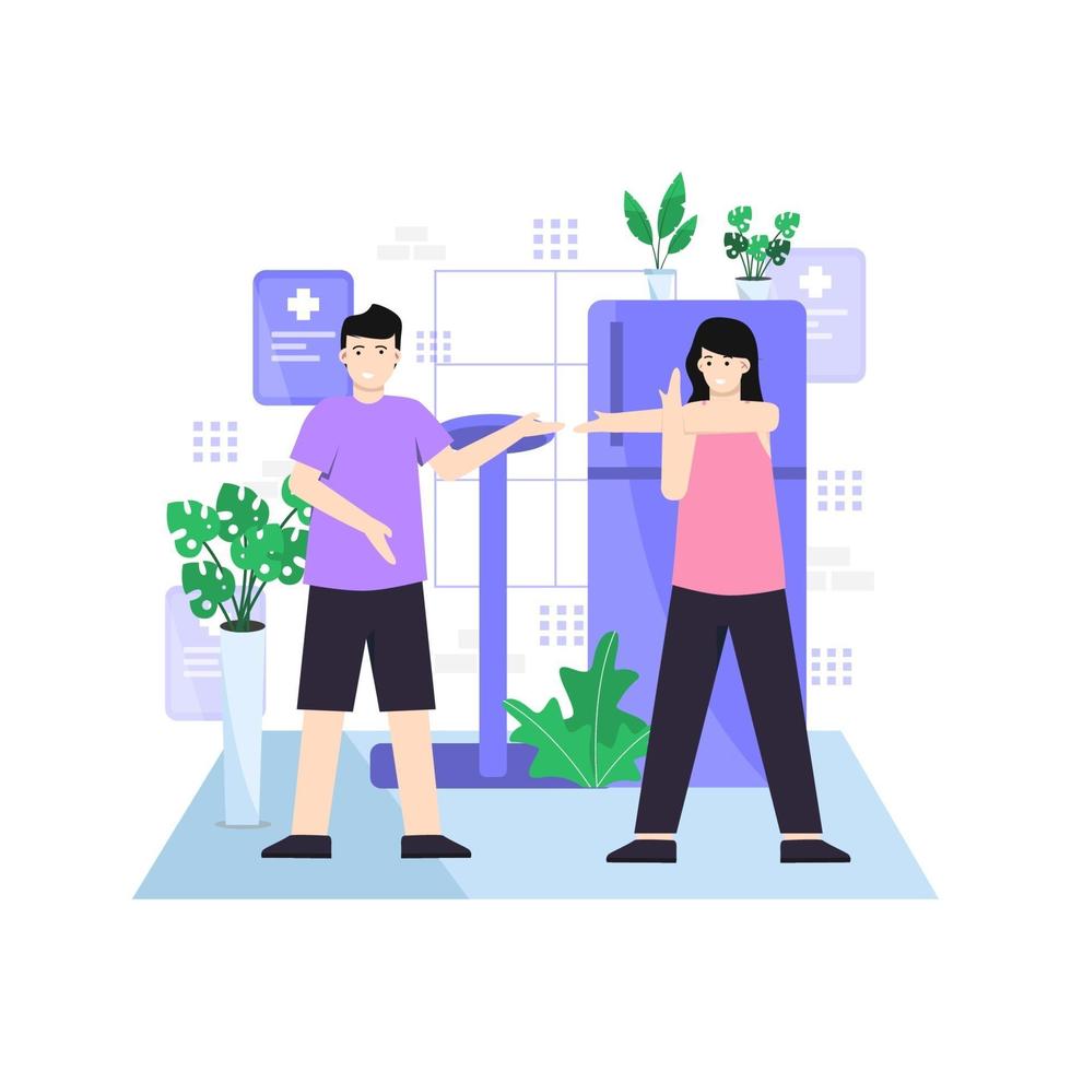 Flat vector illustration of people exercising