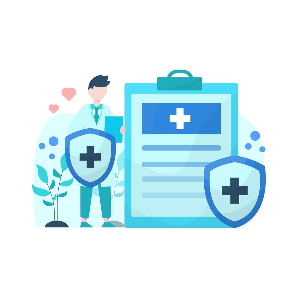 Vector illustration of people explaining the importance of health insurance and its services vector illustration suitable for landing page ui website mobile app editorial poster flyer article and banner