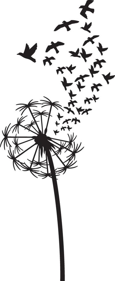 Dandelion with Birds vector