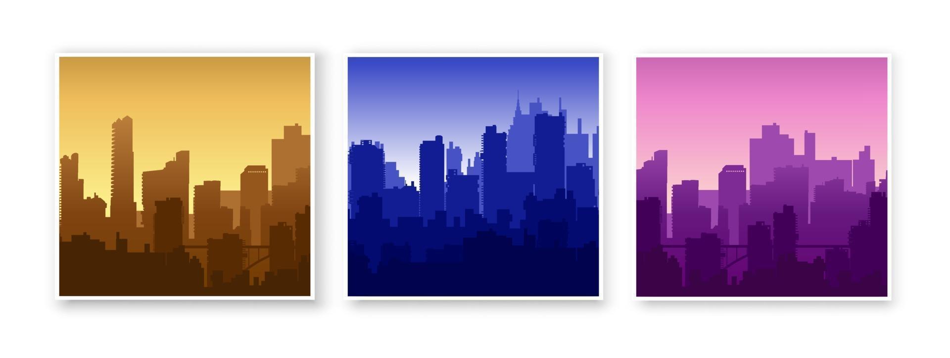 Silhouette of city structure downtown urban modern street of architecture with a building, tower, skyscraper. Cityscape skyline landscape background for business concept illustration vector