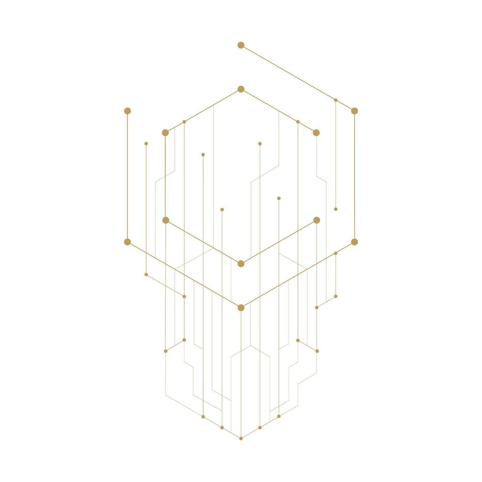Abstract geometric hexagon. Lines and dots minimalistic design. vector