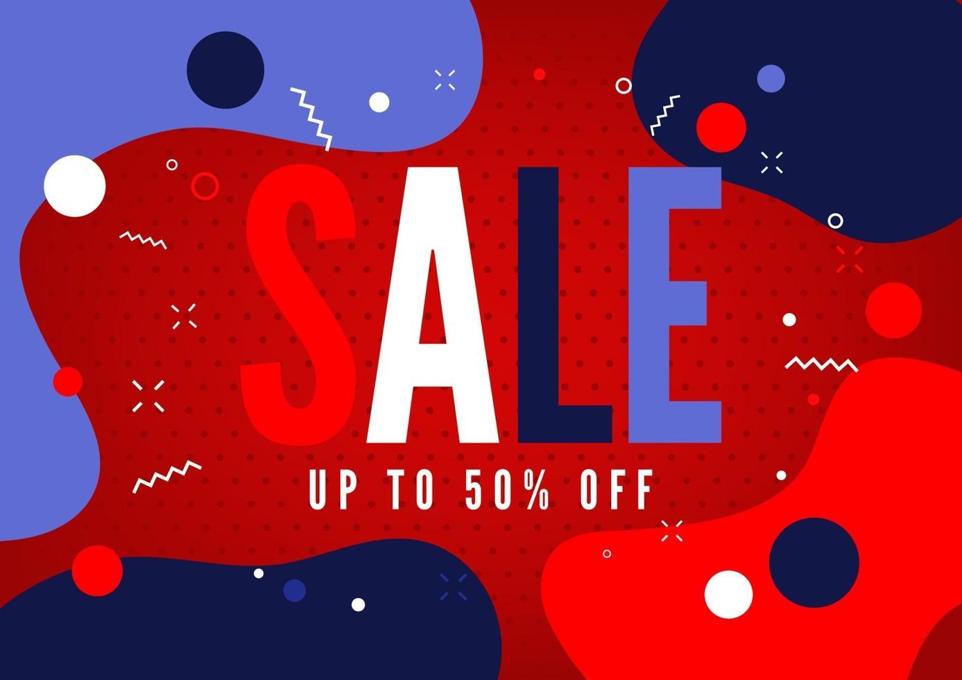 Sale up to 50 percent off with colorful geometric shapes banner. Sale banner template design. vector