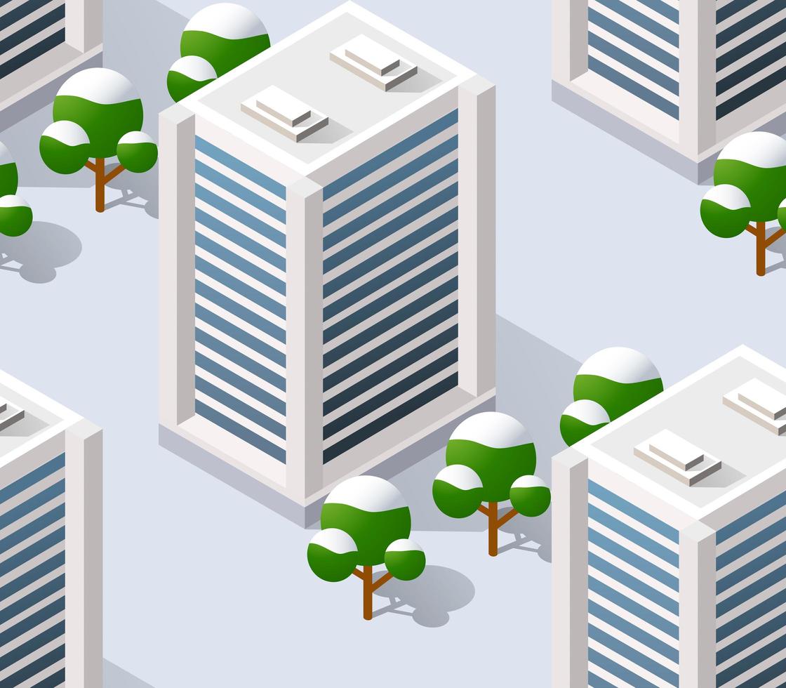 Architecture vector illustration city for seamless repeating background with isometric skyscraper, urban building, and modern cityscape for town construction map pattern