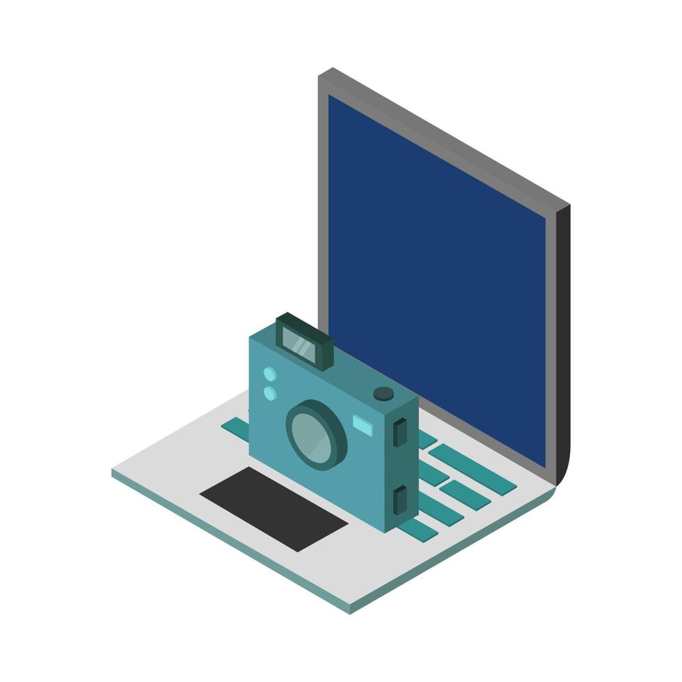 Camera On Isometric Laptop vector