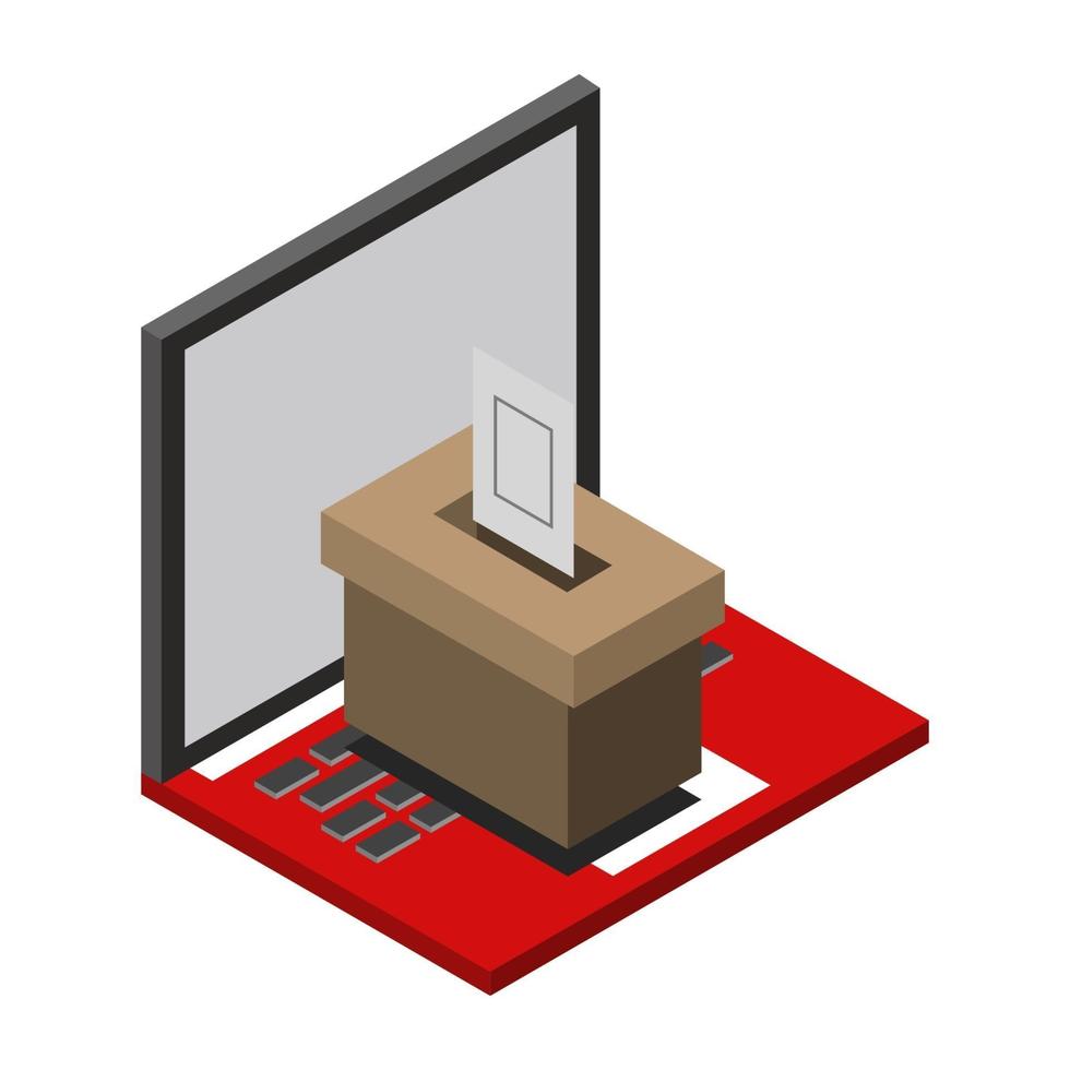 Voting Online On Isometric Laptop vector