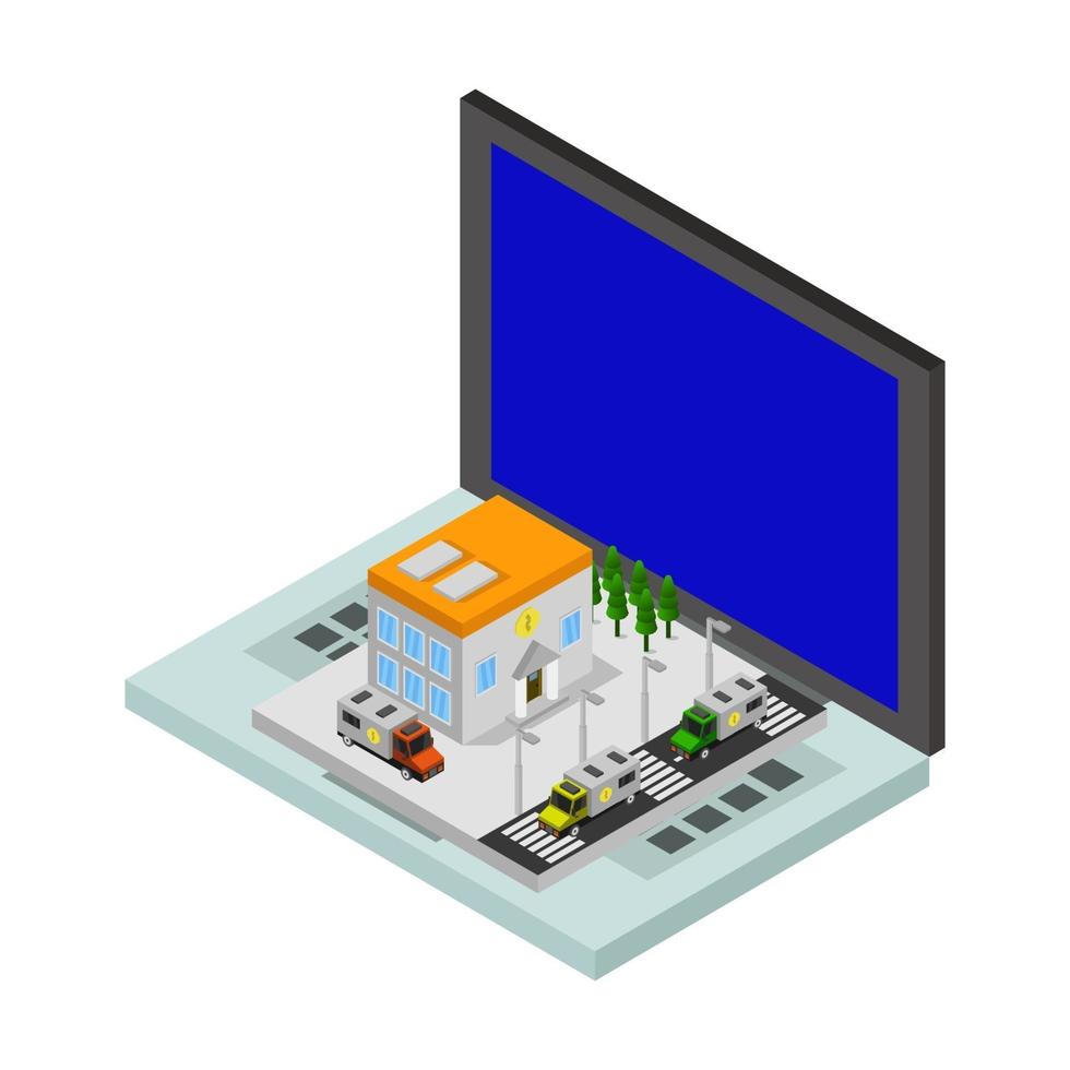 Online Bank On Isometric Laptop vector