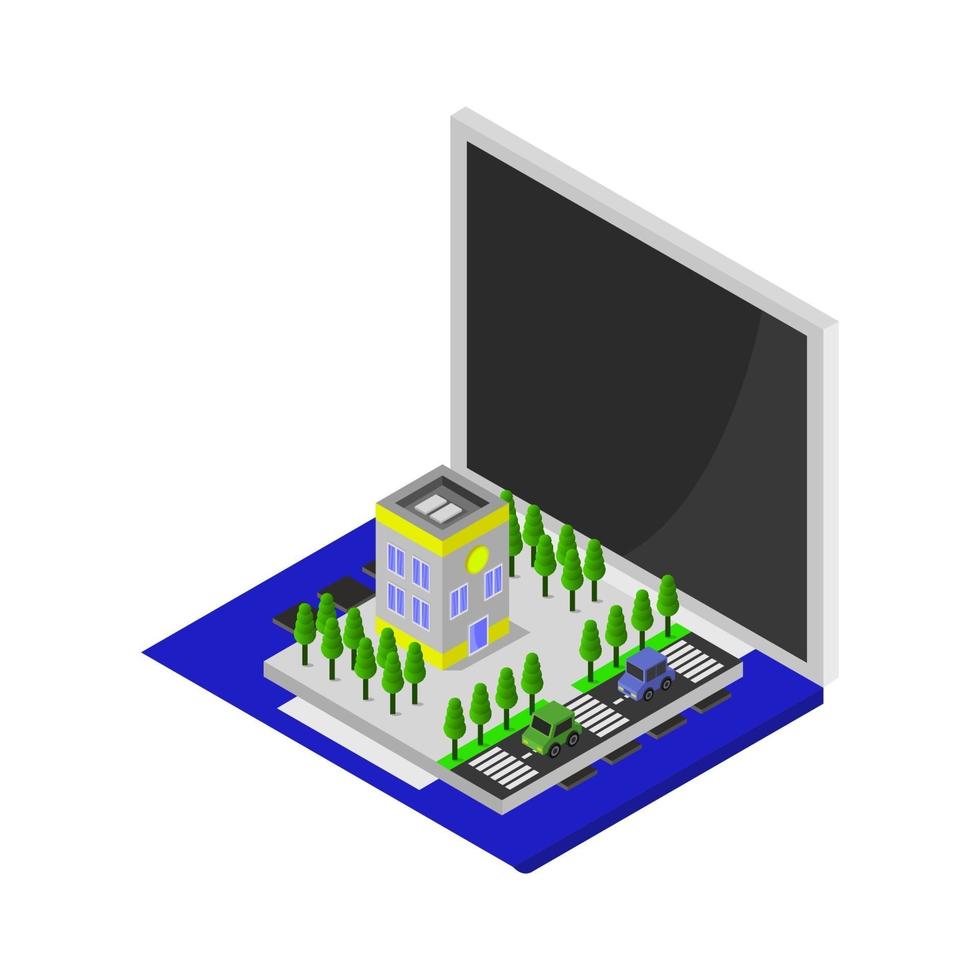 banco en línea en computadora portátil isométrica vector