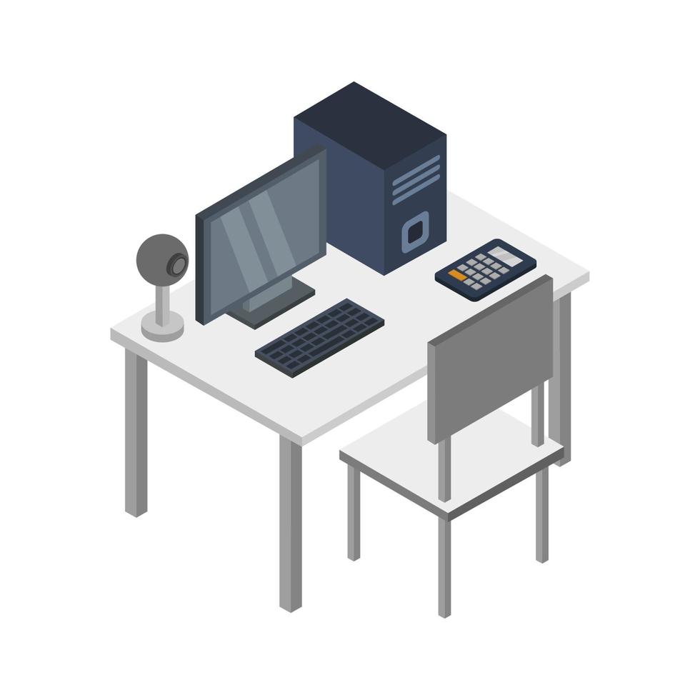 Isometric Office Desk vector