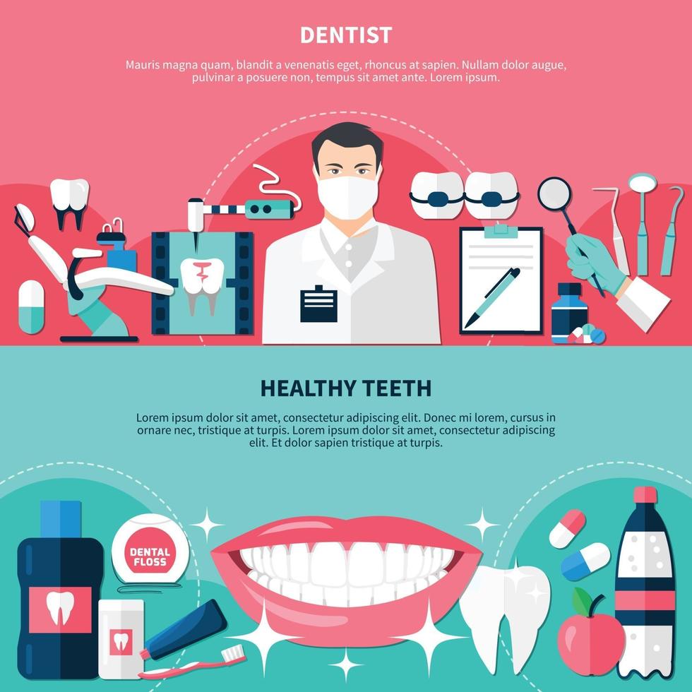 Healthy Teeth Horizontal Banners vector
