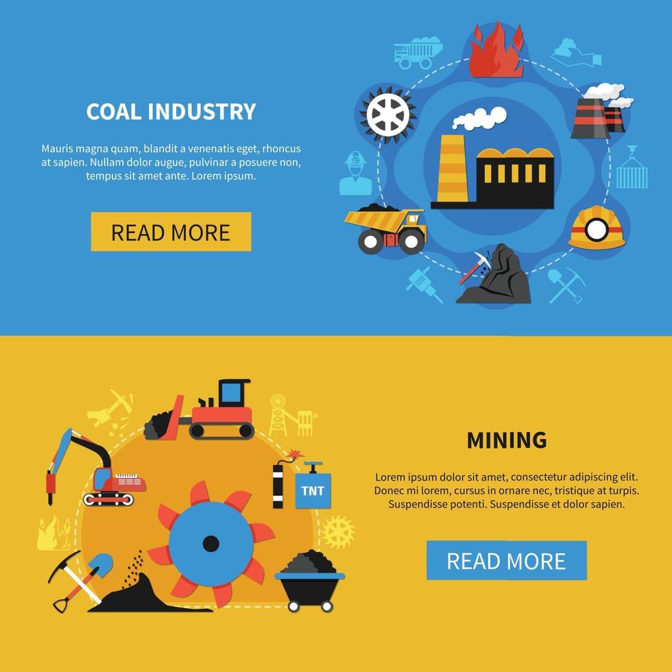 Mining Banners Set vector