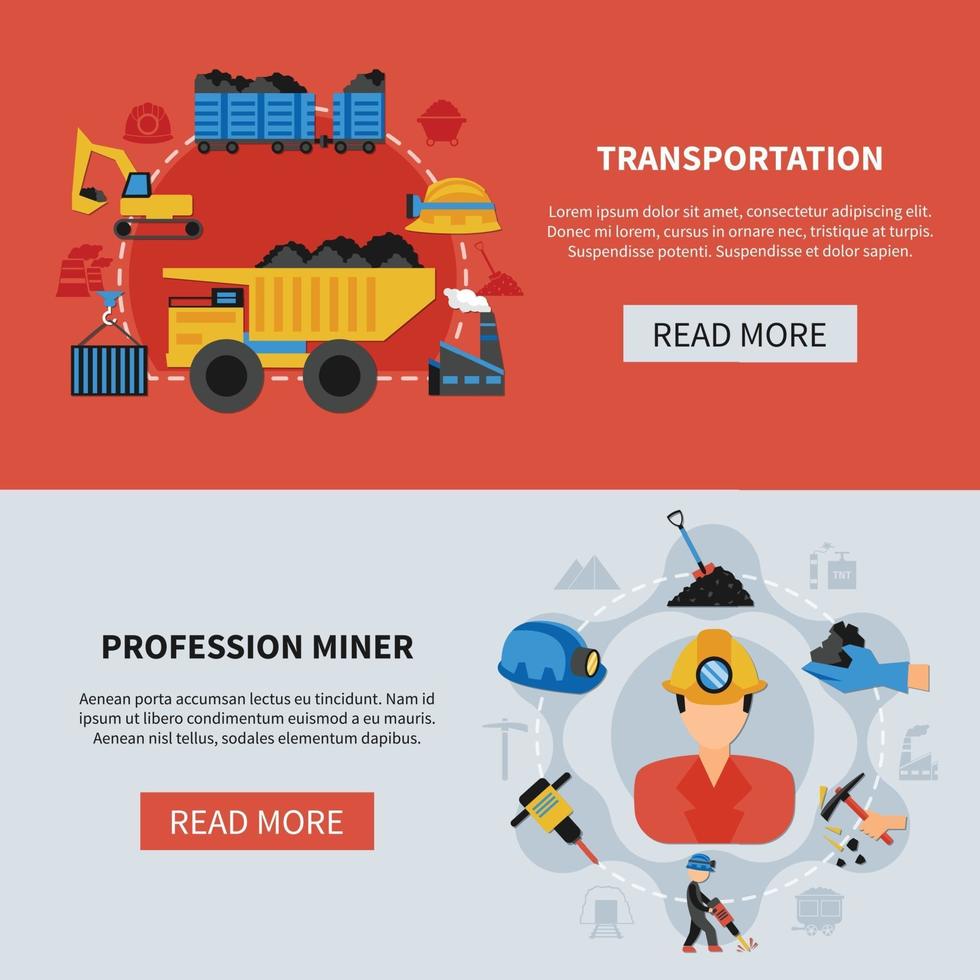 Mining Banners Set vector