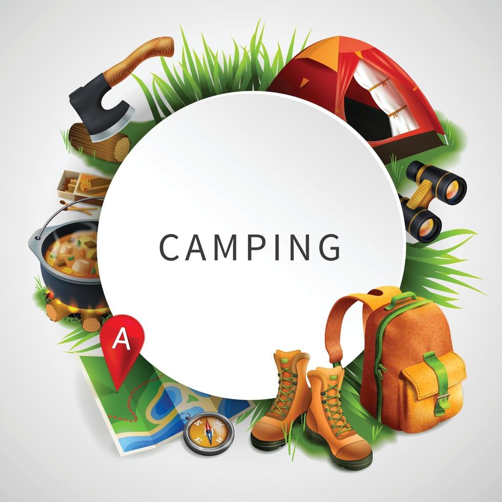 Ilustración de vector de composición coloreada de camping