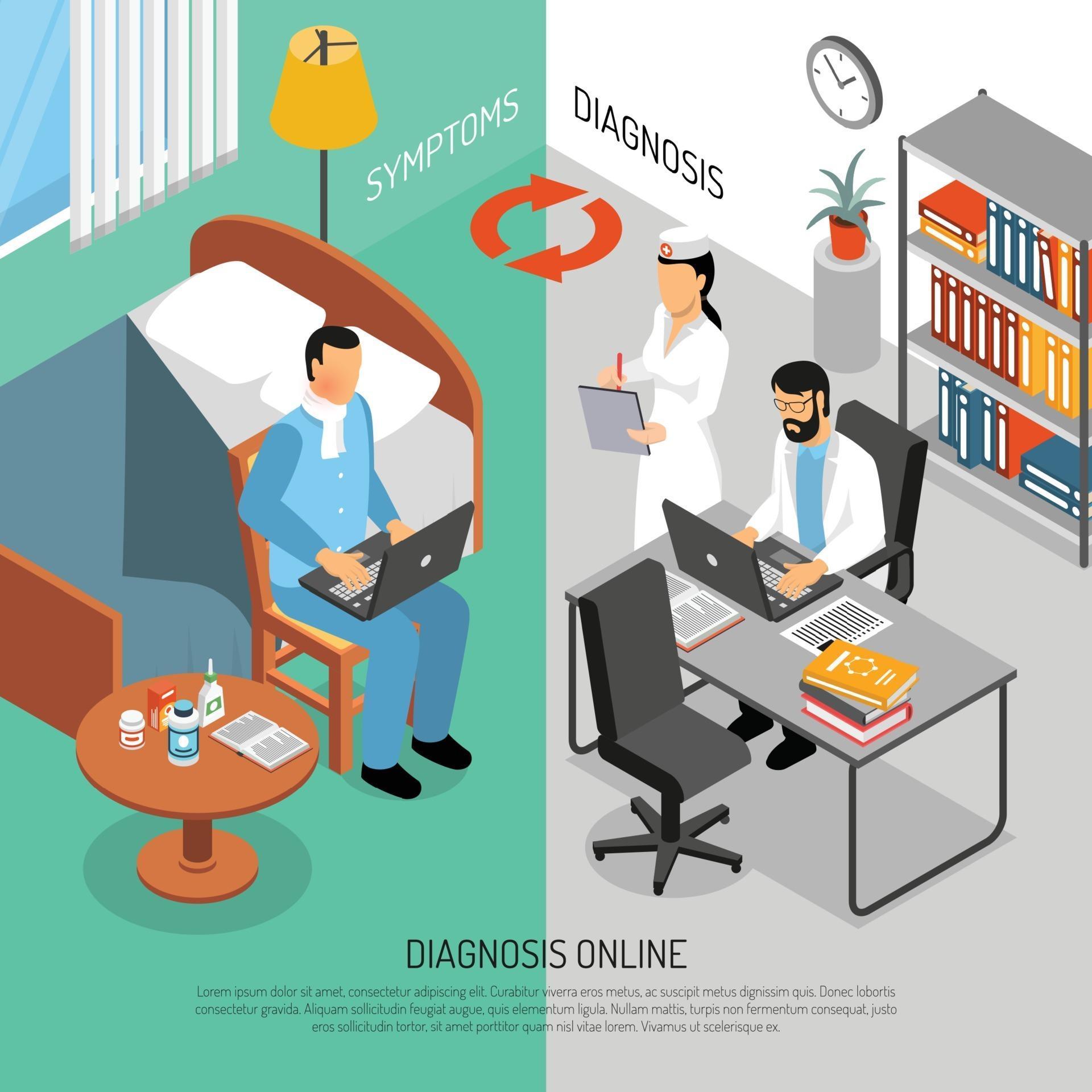Online Medical Diagnosis Isometric Banners Vector Illustration 2328089