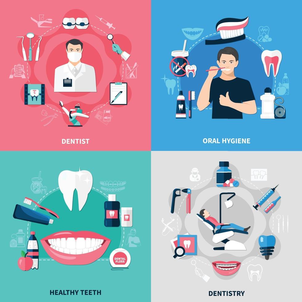 concepto de diseño dental 2x2 vector