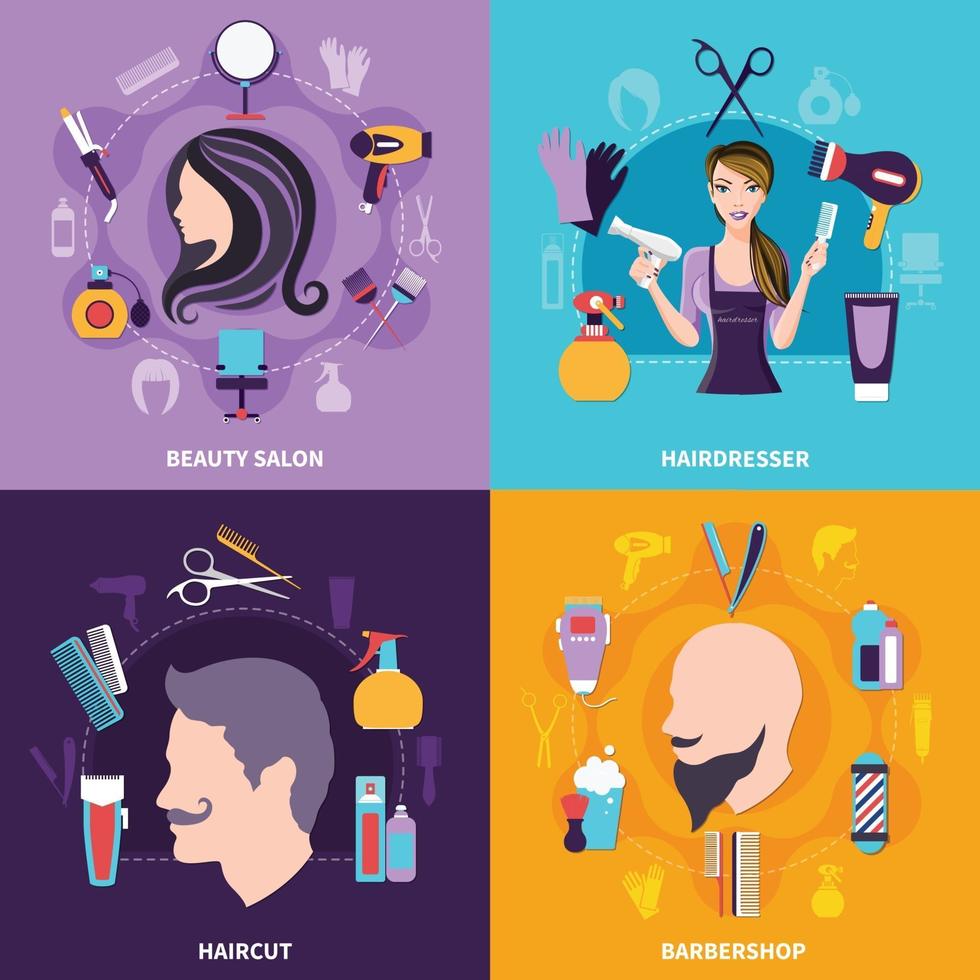 Hairdresser Concept Set vector