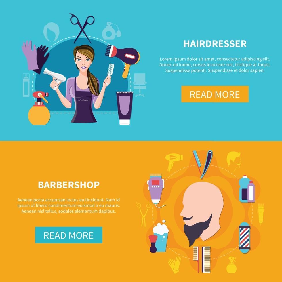 Two Hairdresser Banner Set vector