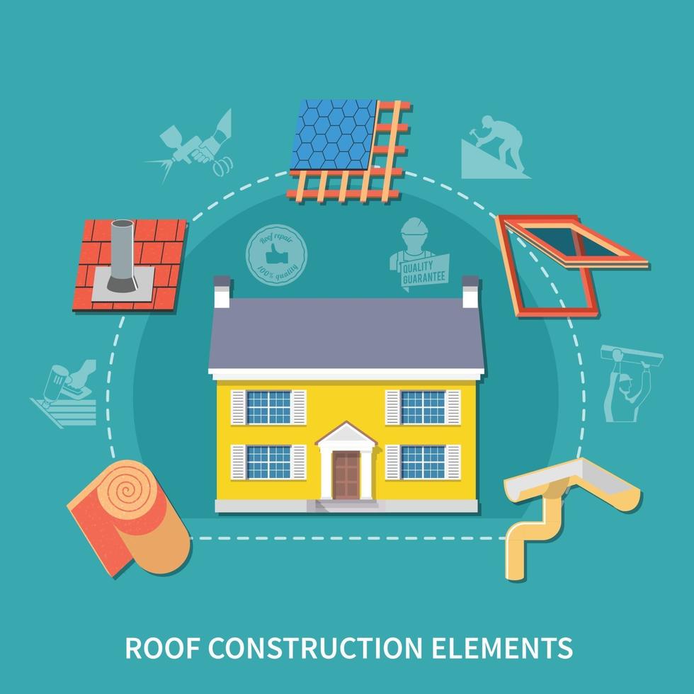 Roofer Flat Composition vector