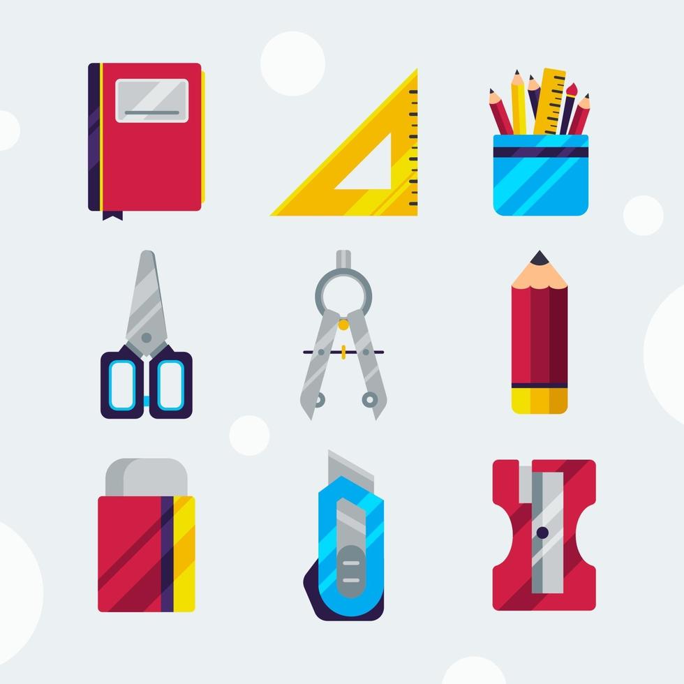 colección de iconos de papelería escolar vector