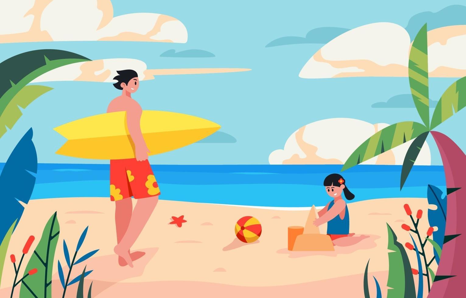 People Enjoying Summer Holiday on Beach vector