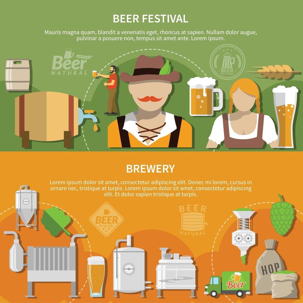 Flat Beer Banners Vector Illustration