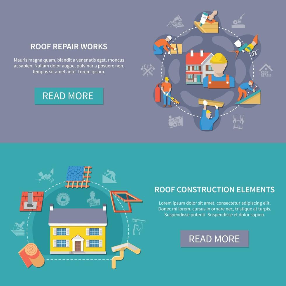 Roofer Banner Set vector