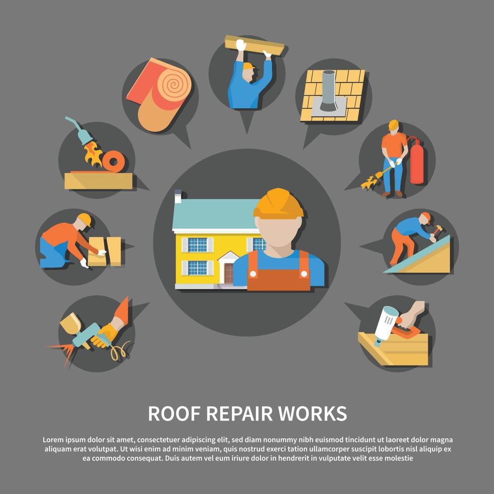 Roofer Flat Flyer vector