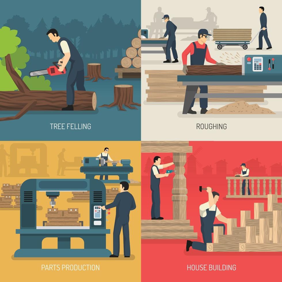 Wood Works Design Concept Vector Illustration