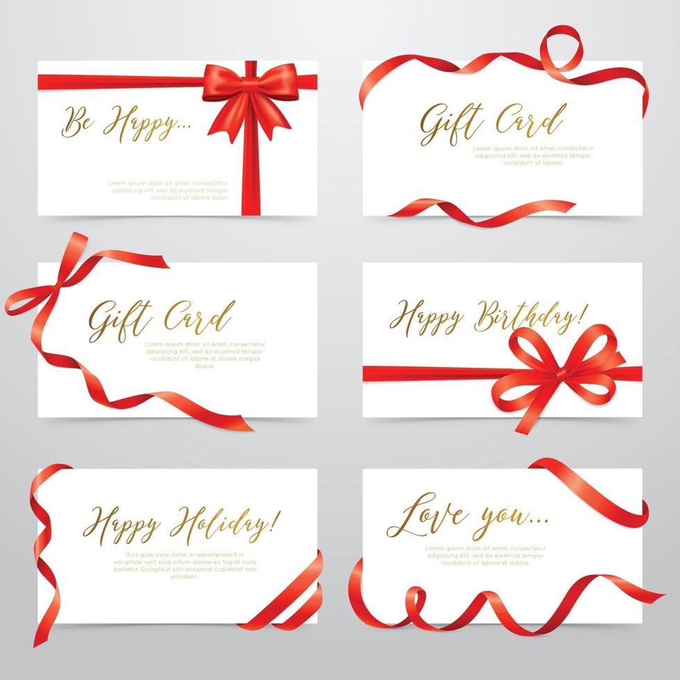 Labels Set Realistic Ribbons Vector Illustration