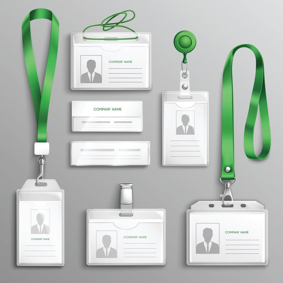 Id Cards Badges Realistic Set Vector Illustration