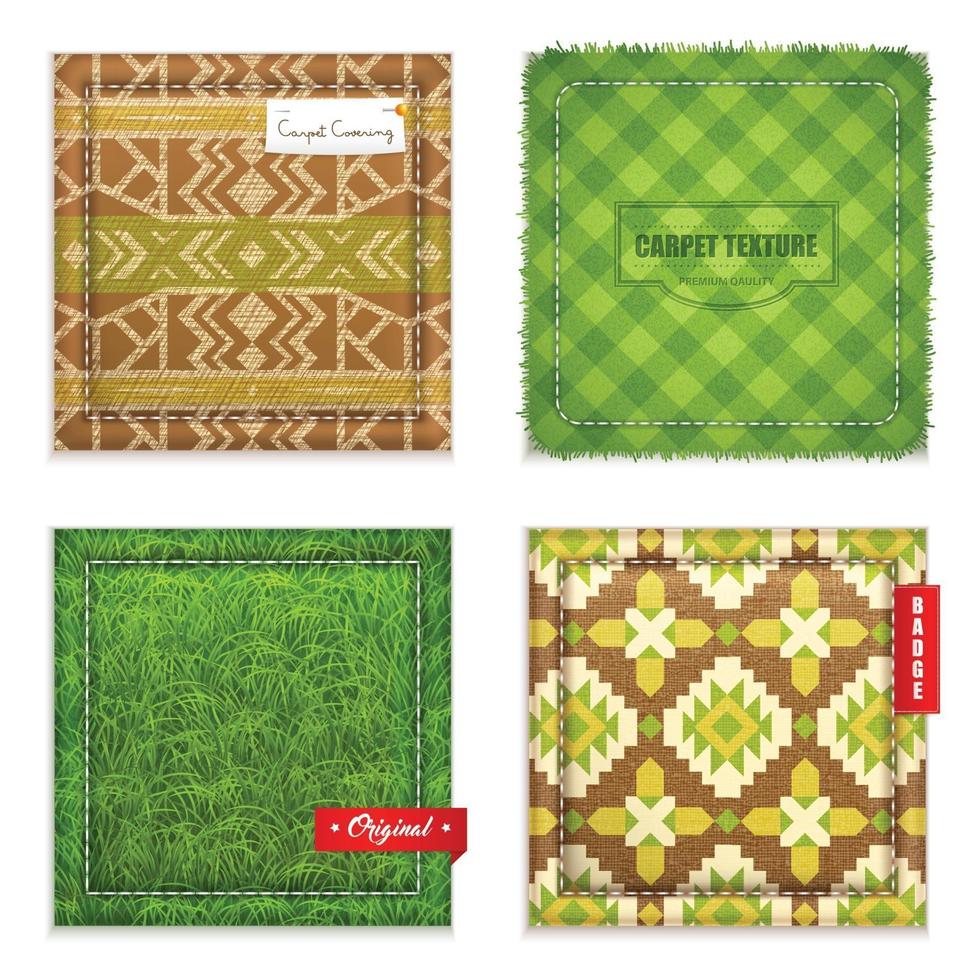 Realistic Carpet Texture Pattern Set Vector Illustration