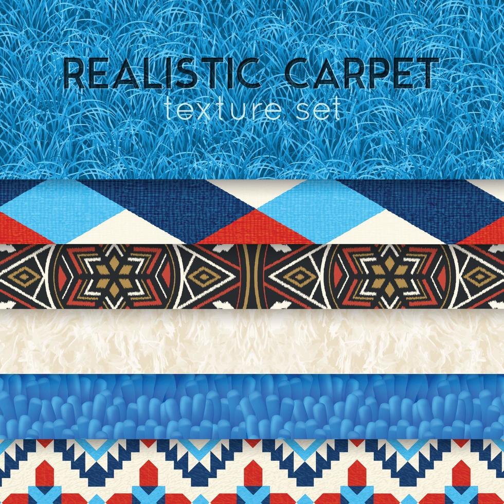 Carpet Texture Realistic Horizontal Set Vector Illustration