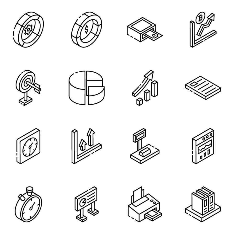 Business Analytics Glyph Isometric vector