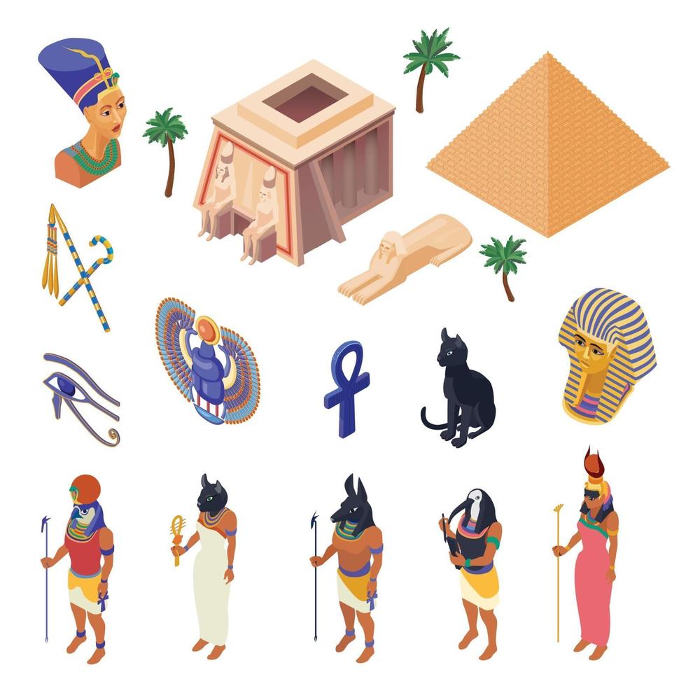 Egypt Isometric Set Vector Illustration