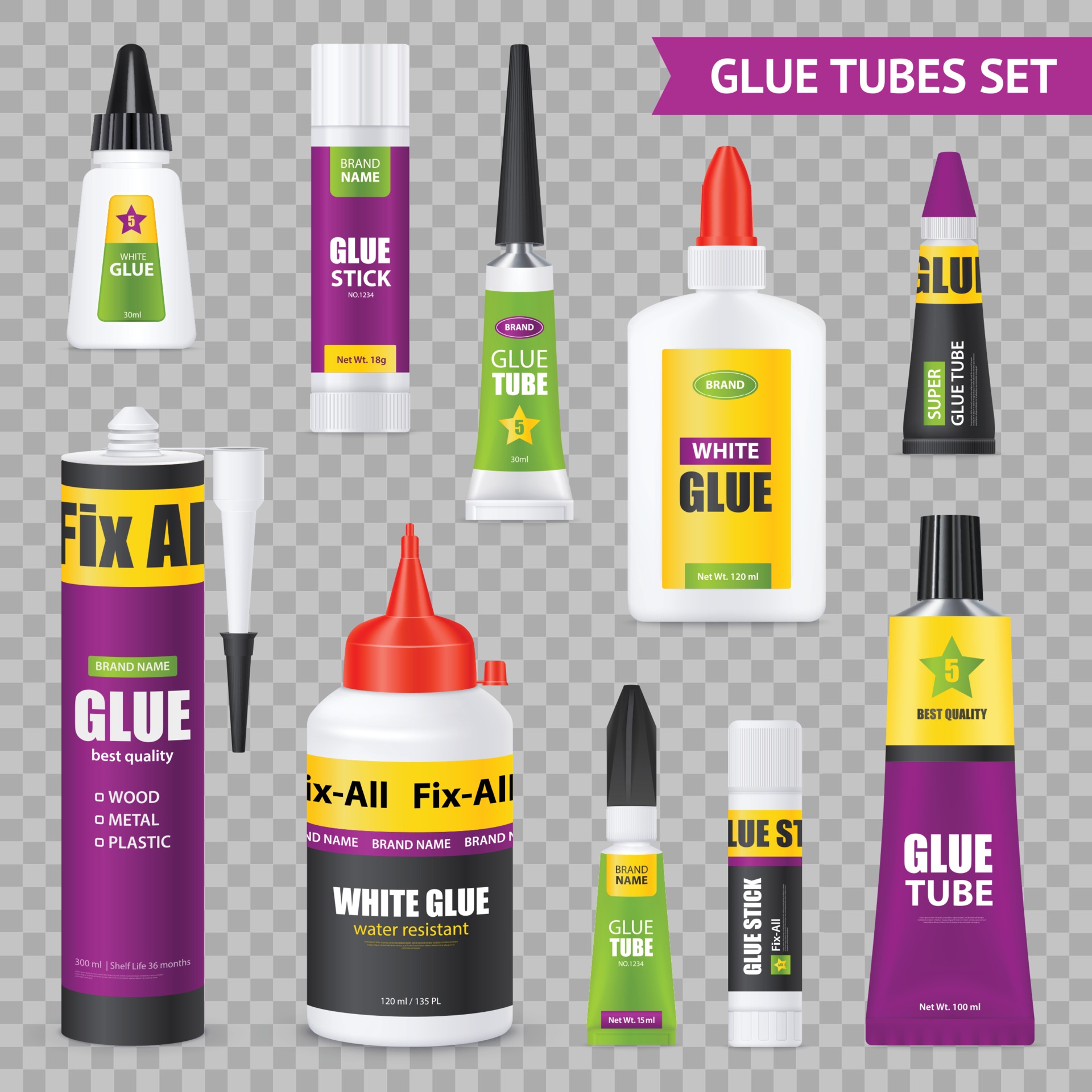 Glue Tubes Set Vector Illustration 2328496 Vector Art at Vecteezy