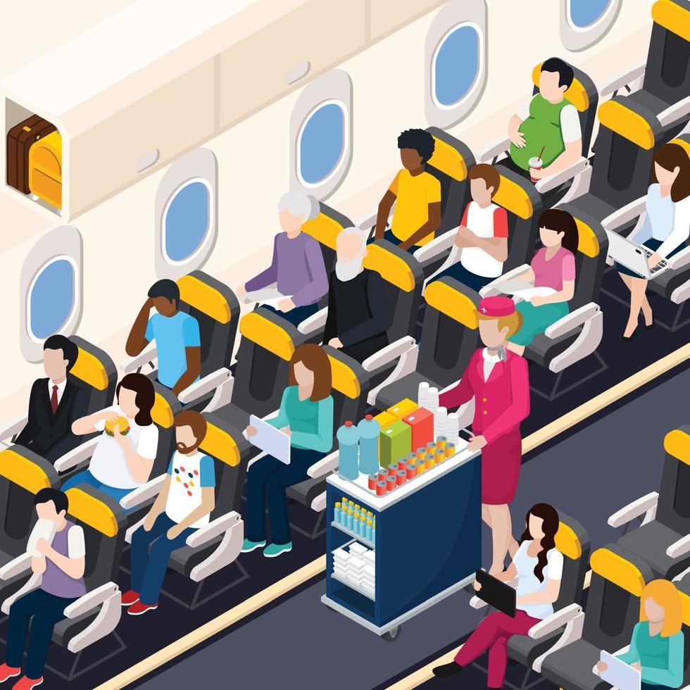 Ilustración de vector de composición de pasajeros de avión