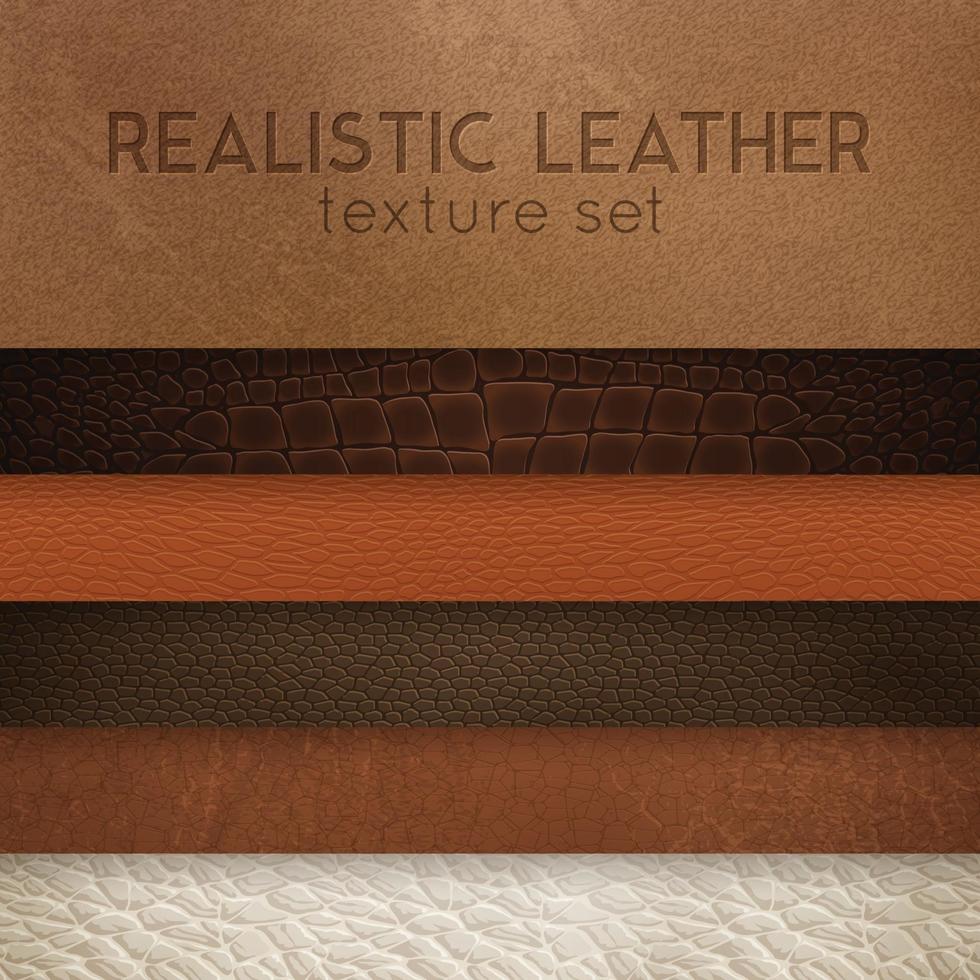 Leather Texture Realistic Samples Set Vector Illustration