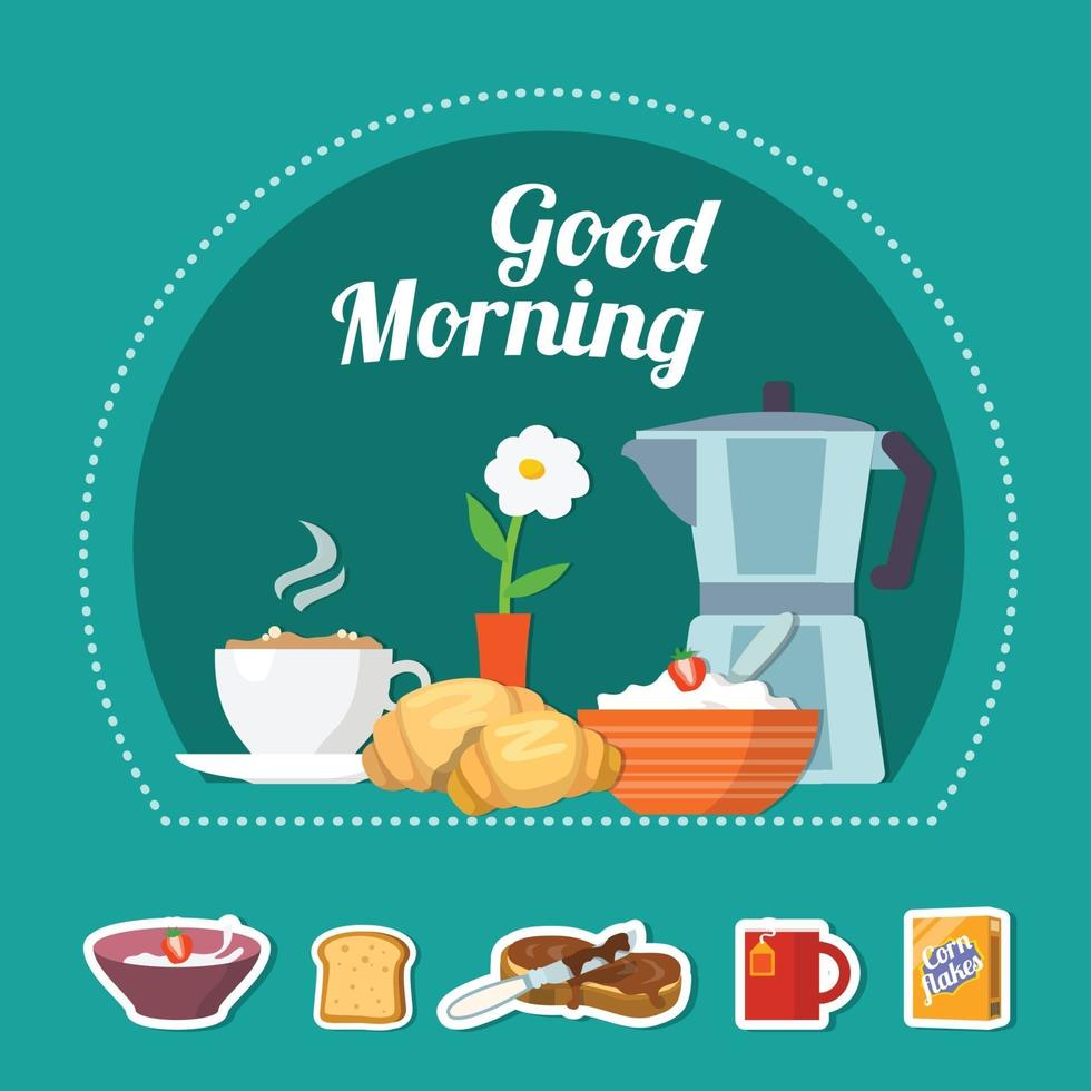 Breakfast Flat Concept Vector Illustration