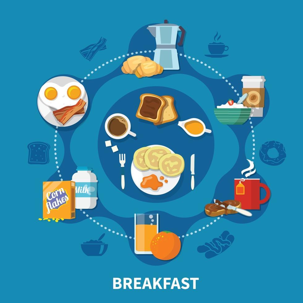 Breakfast Flat Concept Vector Illustration