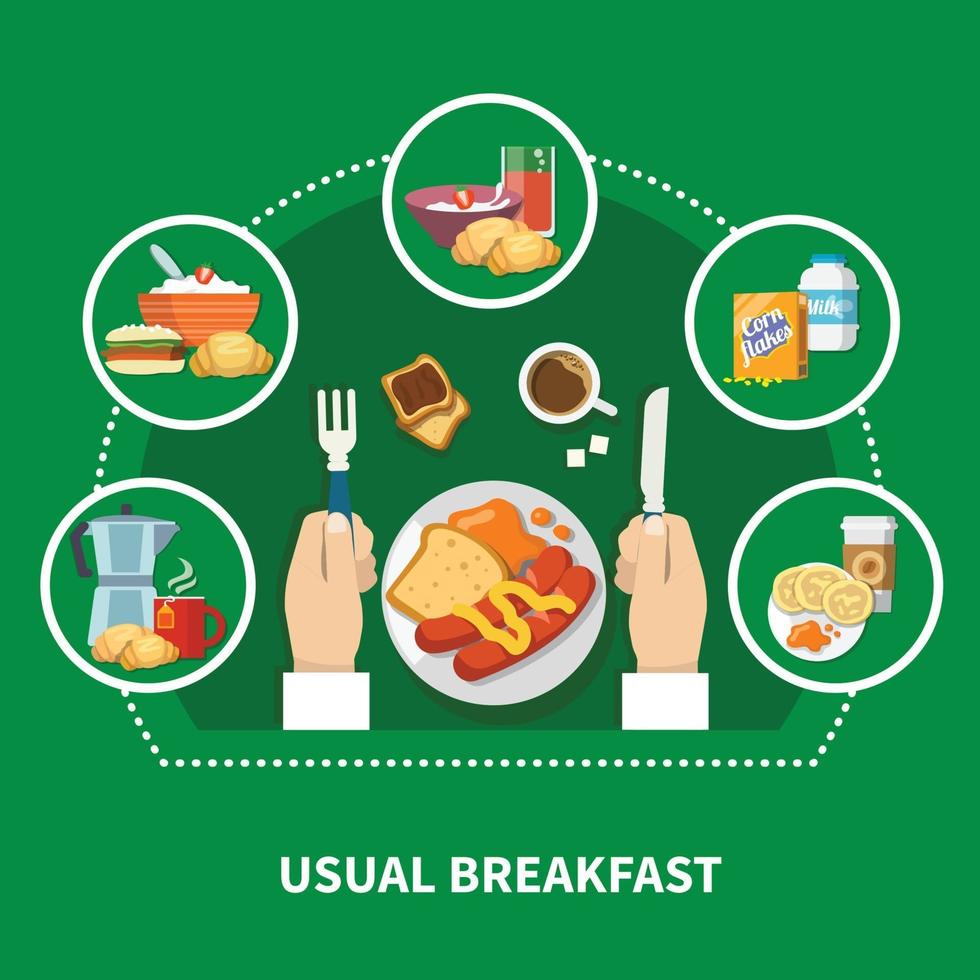 Breakfast Flat Concept Vector Illustration